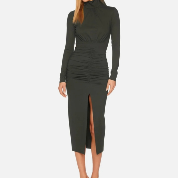 Revolve Susana Monaco mock gathered dress NWT size XL Color Hunter Green - Picture 1 of 9